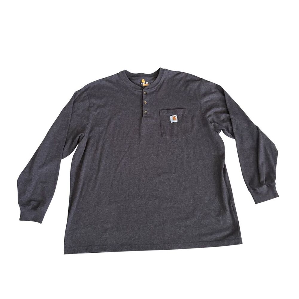 Carhartt Men's 2XL Gray Long Sleeve‎ Henley T-Shirt with Chest Pocket